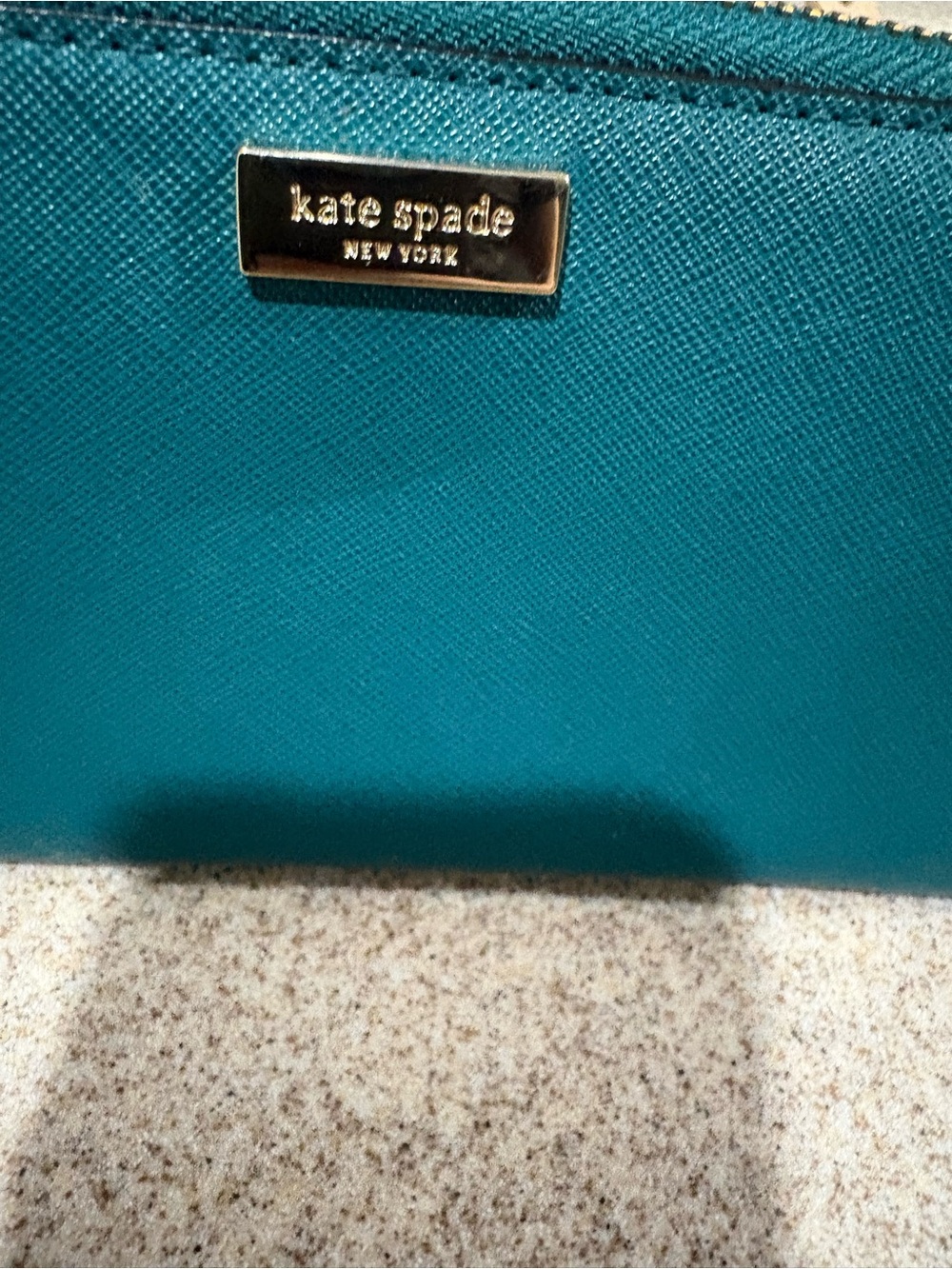 kate spade Teal Zip-Around Wristlet Wallet with Gold Hardware - Picture 2 of 9